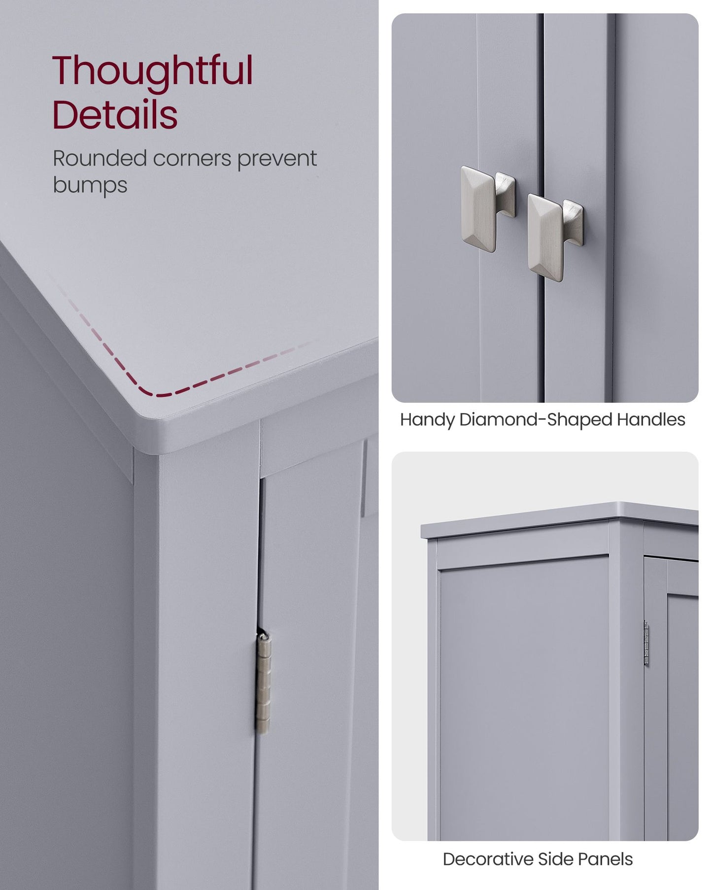 Bathroom Floor Storage Cabinet with 4 Doors