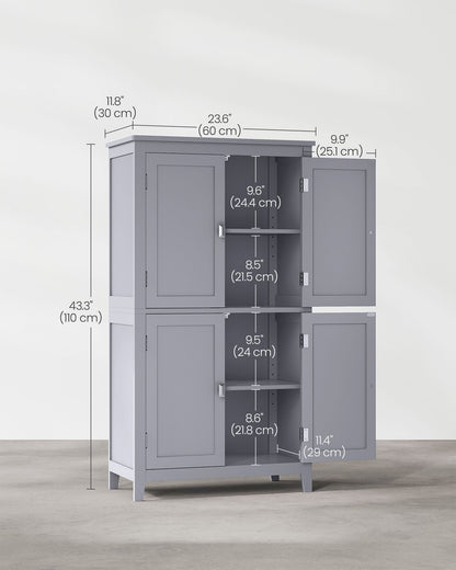 Bathroom Floor Storage Cabinet with 4 Doors