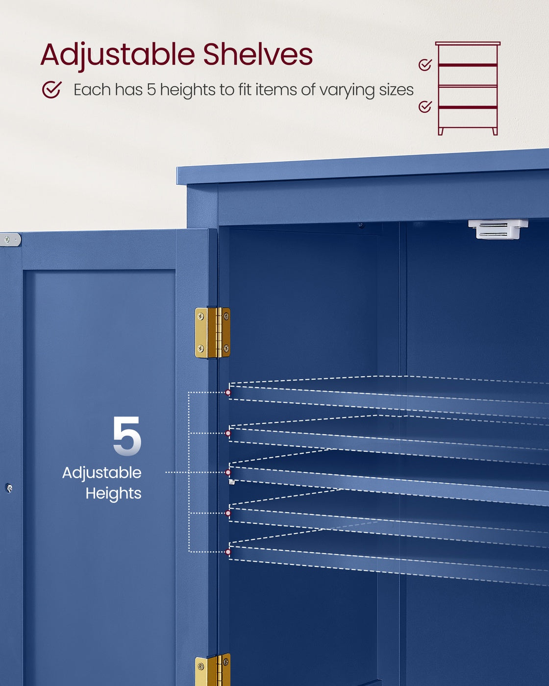 Bathroom Floor Storage Cabinet with 4 Doors