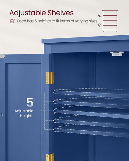 Bathroom Floor Storage Cabinet with 4 Doors