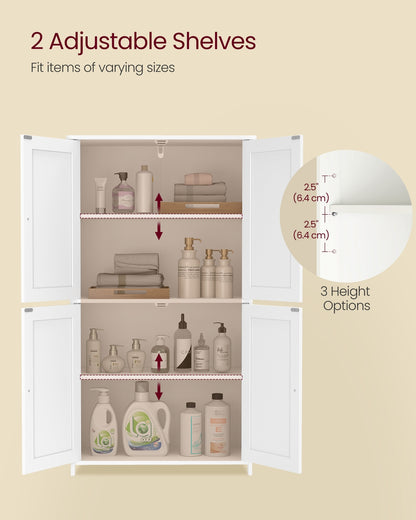 Floor Storage Cabinet with Adjustable Shelves and Doors