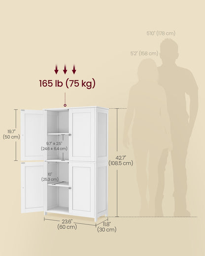 Floor Storage Cabinet with Adjustable Shelves and Doors
