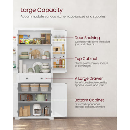 71.7-Inch High Freestanding Tall Cupboard Storage Cabinet