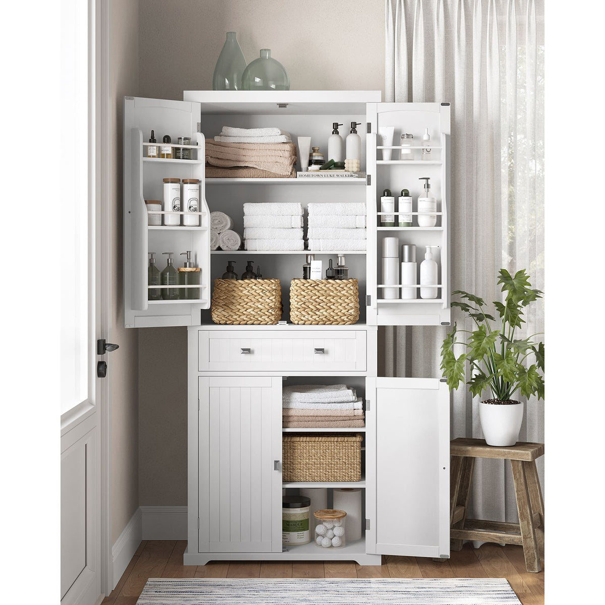 71.7-Inch High Freestanding Tall Cupboard Storage Cabinet