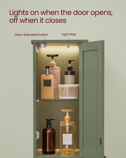 Tall Bathroom Cabinet with Lights - HWLEXTRA 