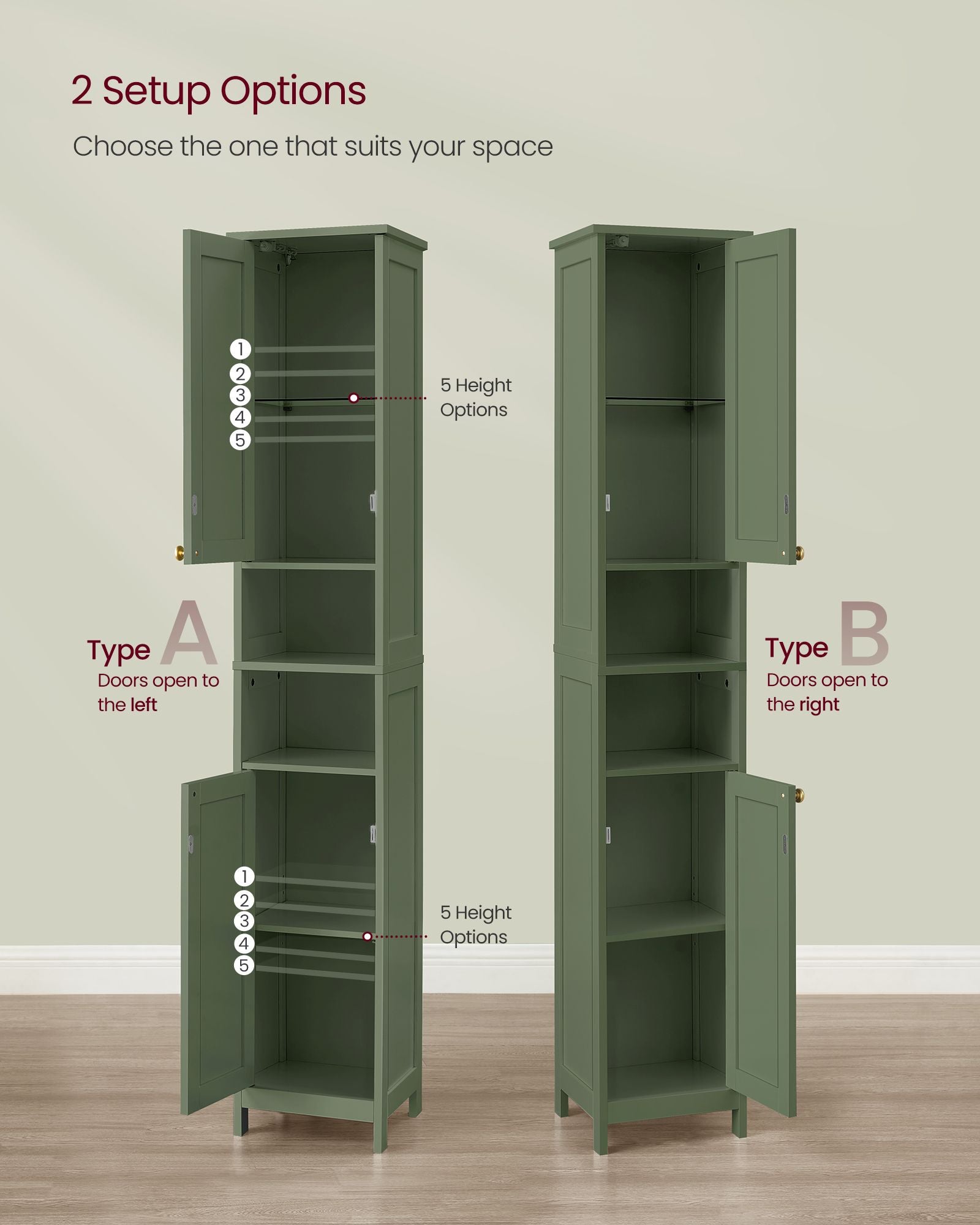 Tall Bathroom Cabinet with Lights - HWLEXTRA 