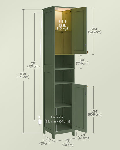 Tall Bathroom Cabinet with Lights - HWLEXTRA 