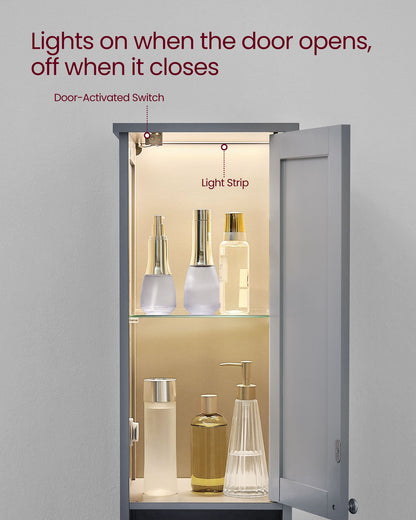 Tall Bathroom Cabinet with Lights - HWLEXTRA 