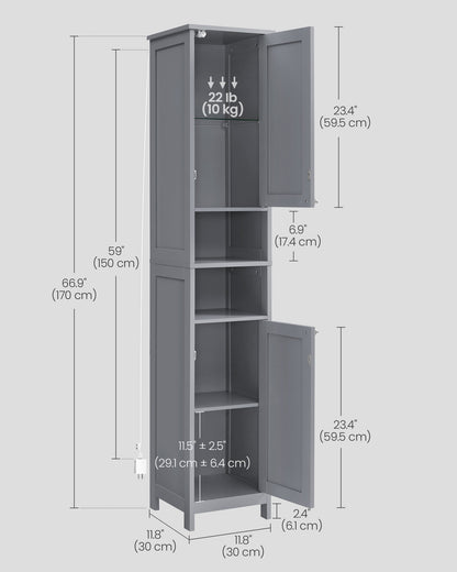 Tall Bathroom Cabinet with Lights - HWLEXTRA 