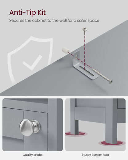 Tall Bathroom Cabinet with Lights - HWLEXTRA 