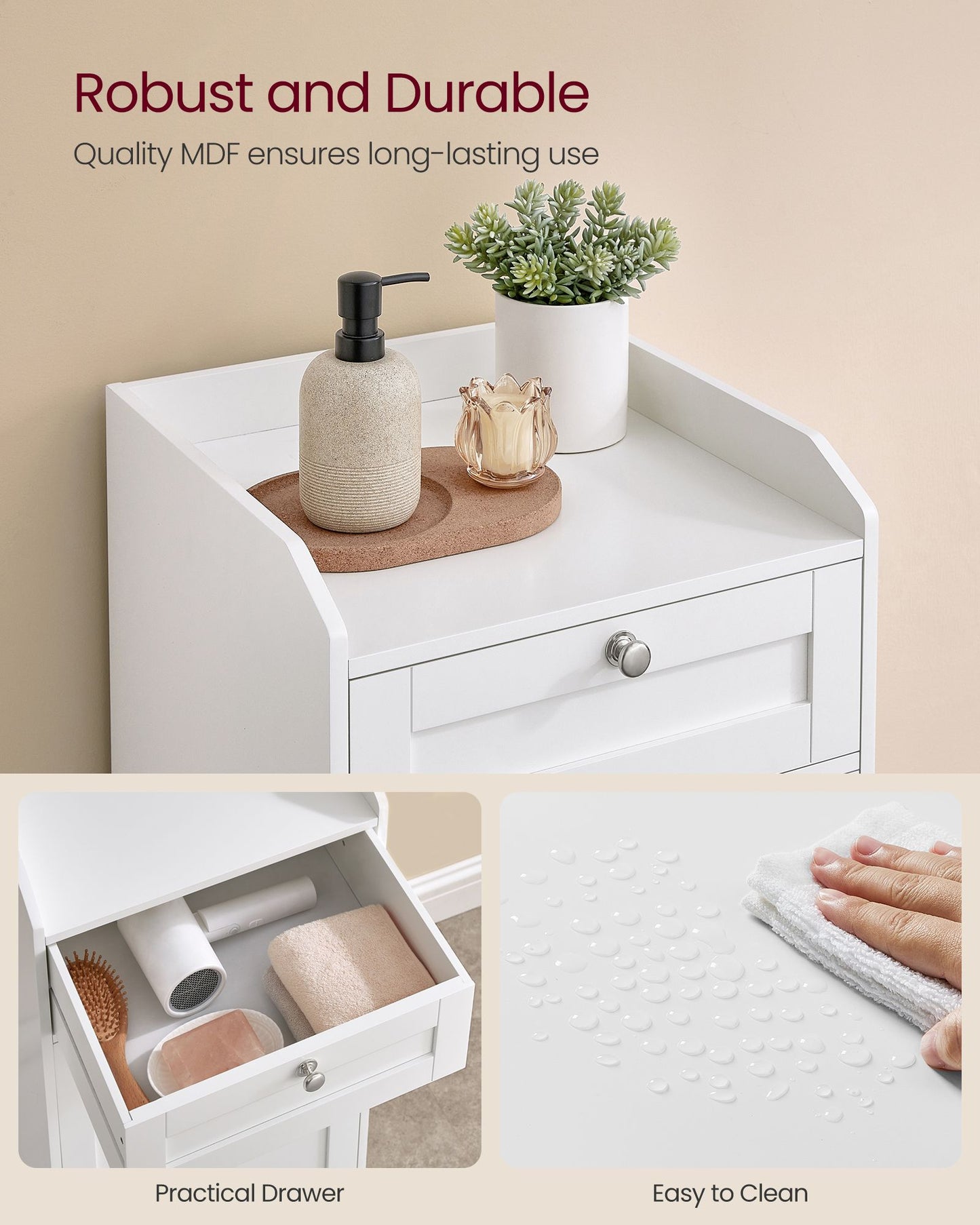 Bathroom Storage Unit with 1 Drawer and 1 Laundry Hamper - image 5