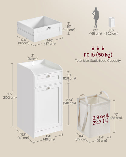 Bathroom Storage Unit with 1 Drawer and 1 Laundry Hamper - image 6