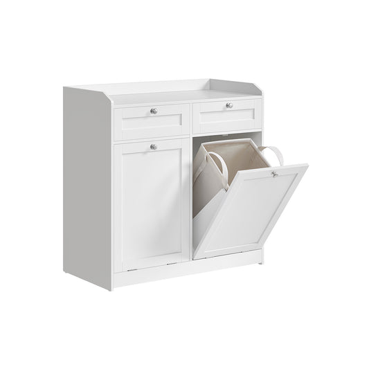 Bathroom Cabinet with Laundry Baskets Cloud White - image 1
