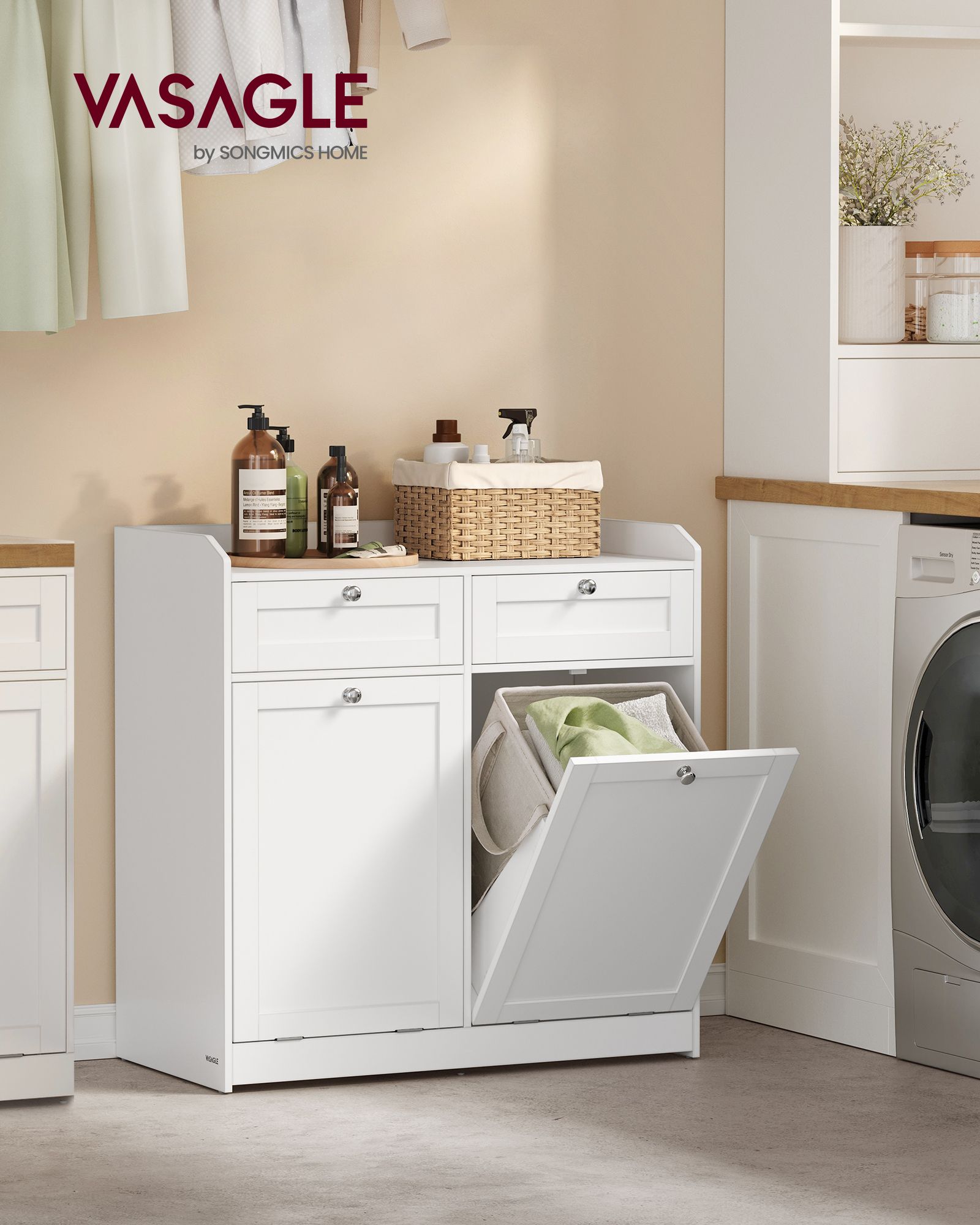 Bathroom Cabinet with Laundry Baskets Cloud White - image 2