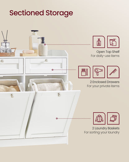 Bathroom Cabinet with Laundry Baskets Cloud White - image 3