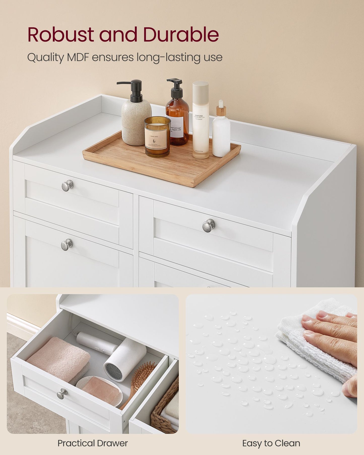 Bathroom Cabinet with Laundry Baskets Cloud White - image 5