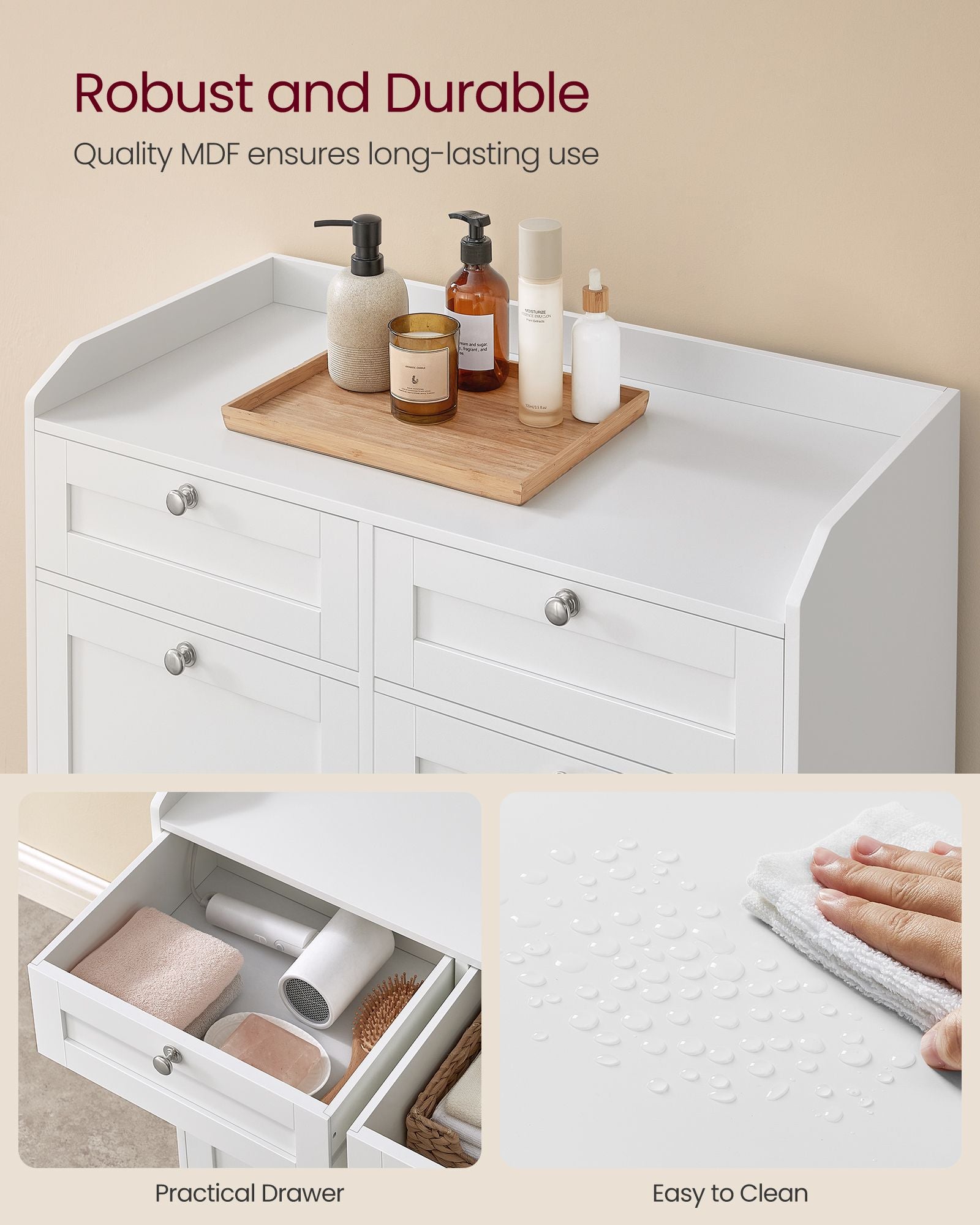 Bathroom Cabinet with Laundry Baskets Cloud White - image 5
