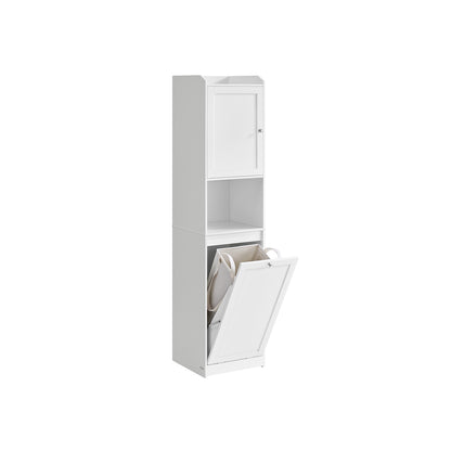 Tall Bathroom Cabinet with Laundry Basket Cloud White - image 1