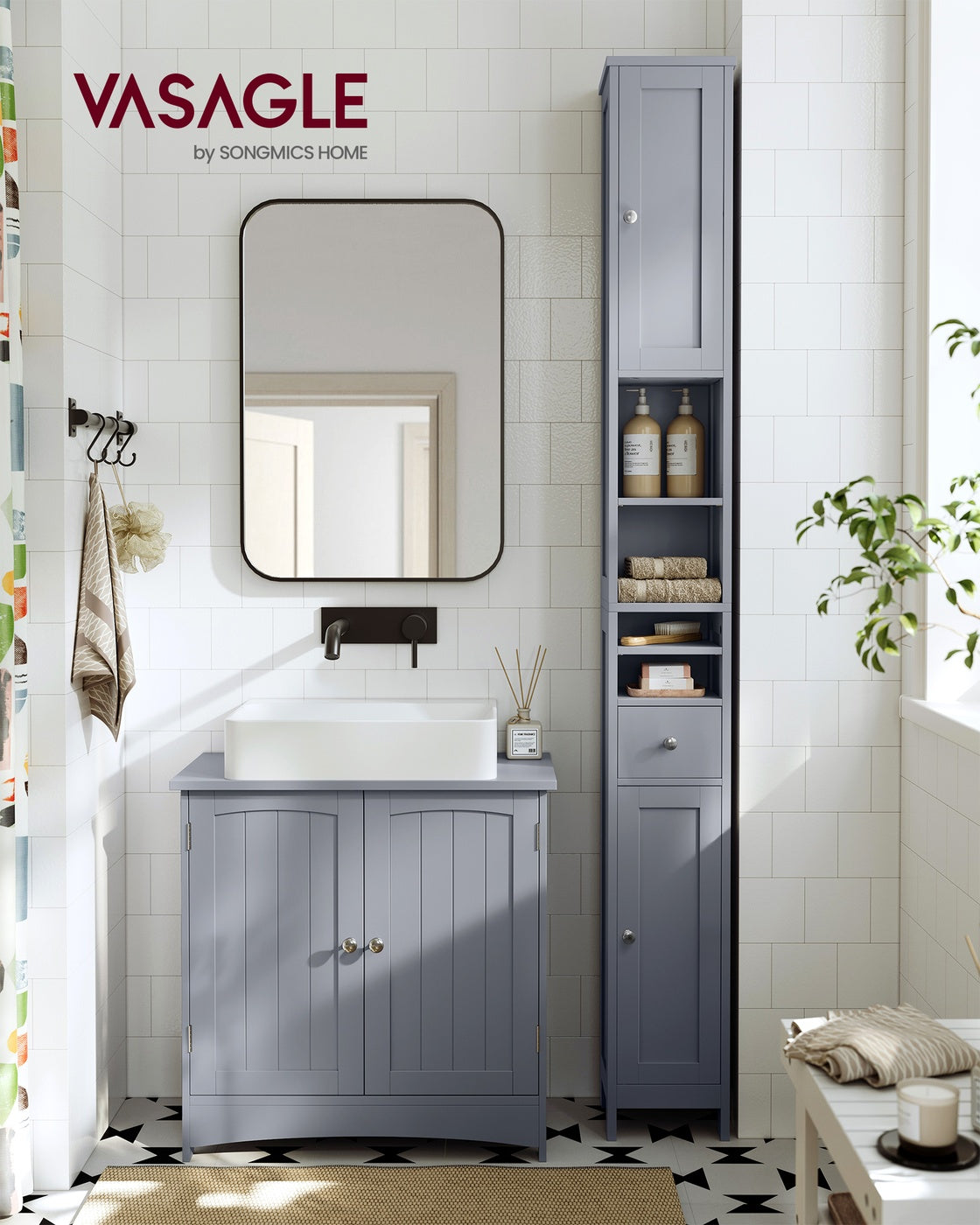 Tall Bathroom Cabinet with Lights - image 14