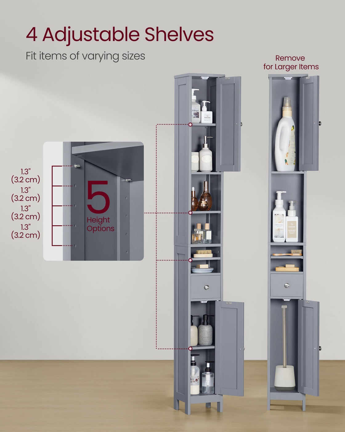 Tall Bathroom Cabinet with Lights - image 16