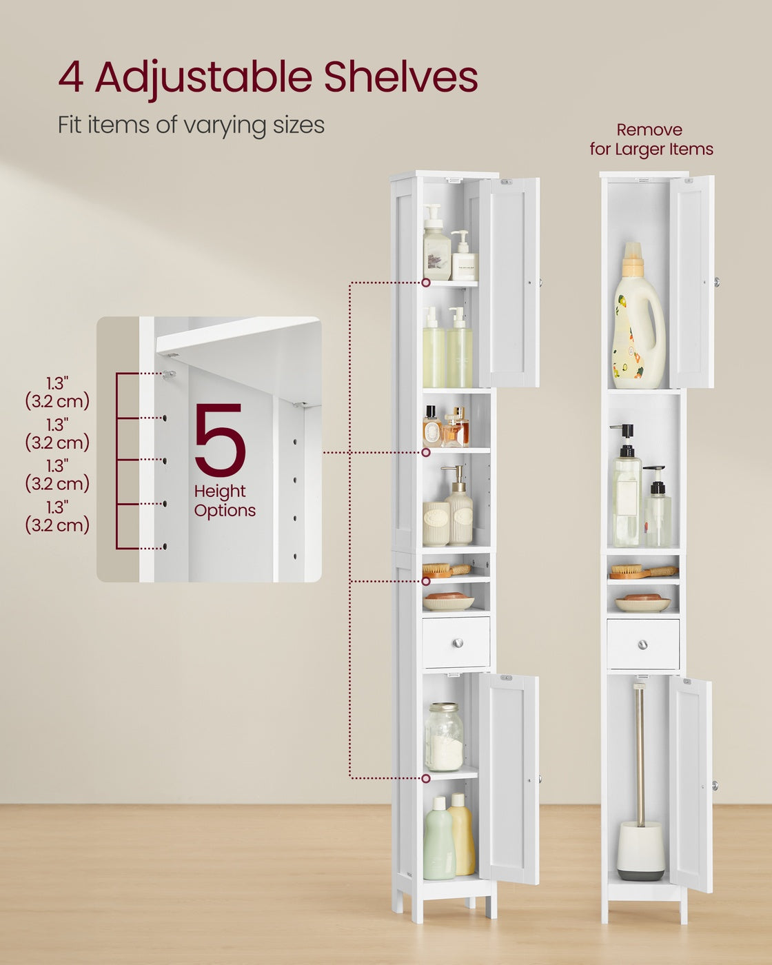 Tall Bathroom Cabinet with Lights - image 23