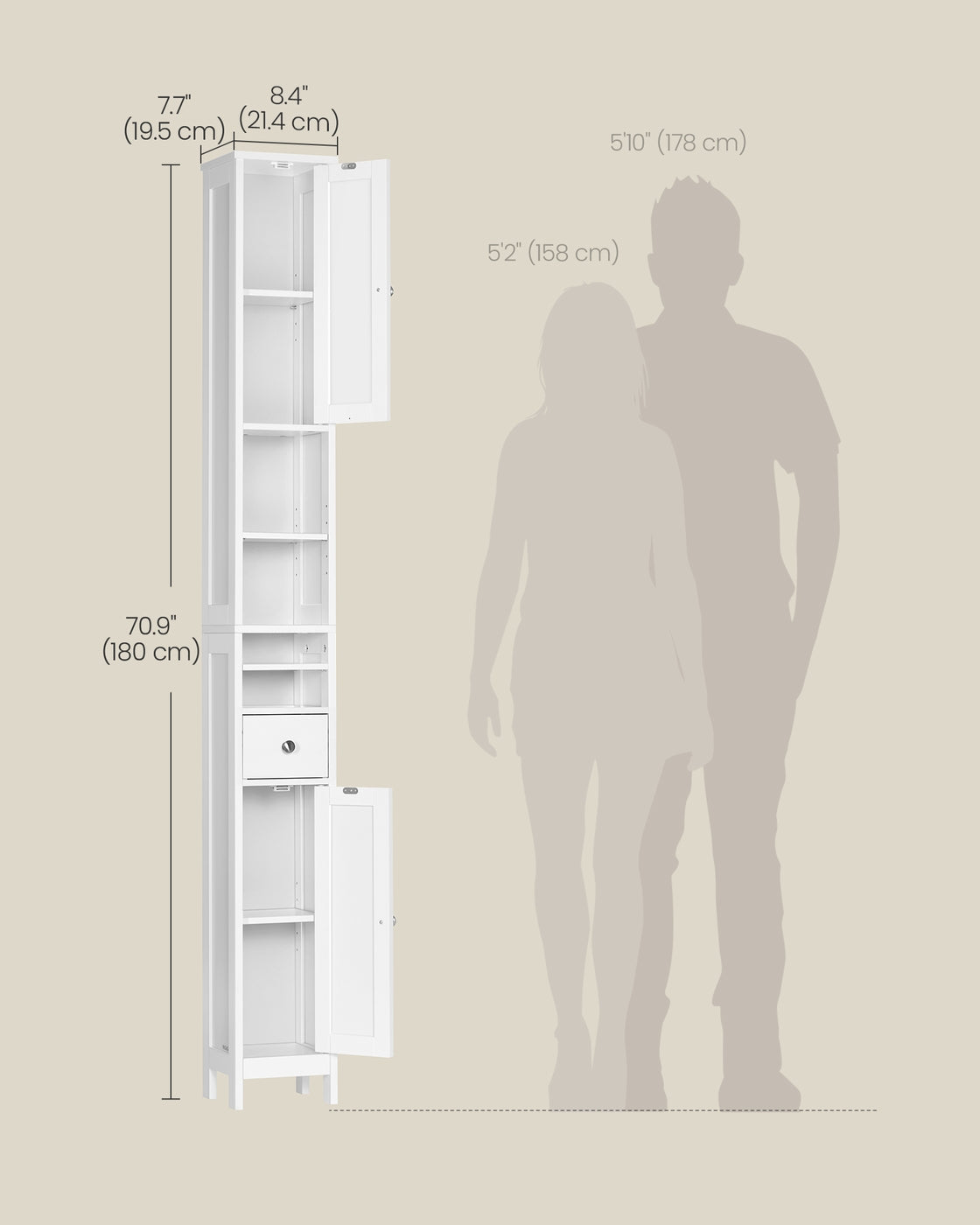 Tall Bathroom Cabinet with Lights - image 25