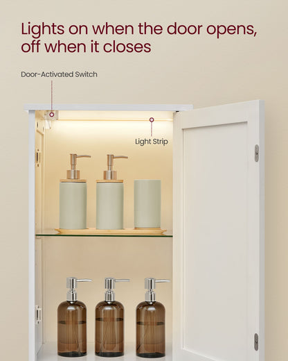 Tall Bathroom Cabinet with Lights - HWLEXTRA 