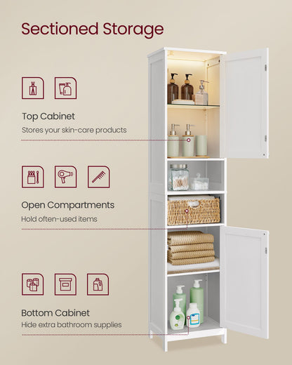 Tall Bathroom Cabinet with Lights - HWLEXTRA 