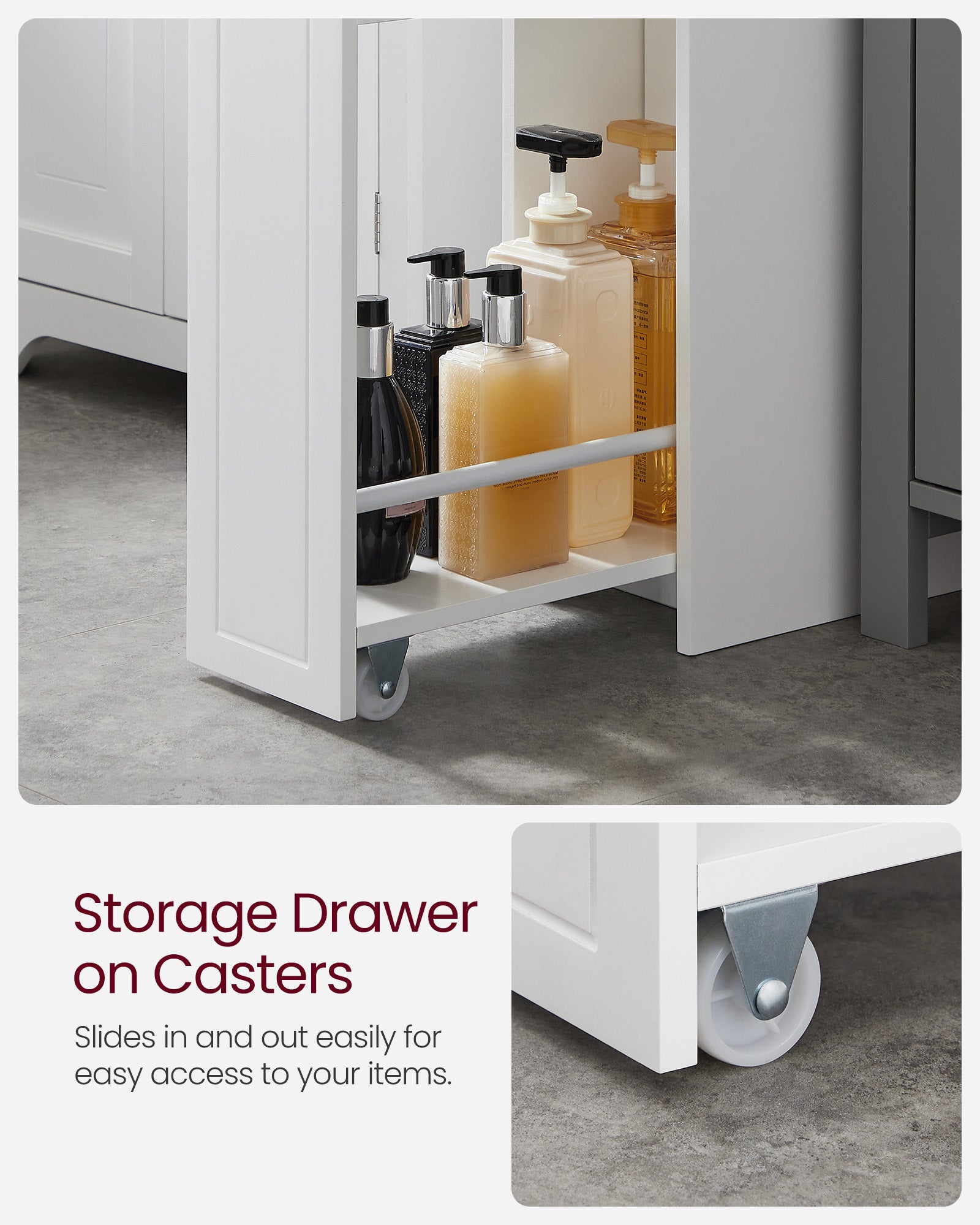 Slim Storage Cabinet, Narrow Storage Organizer with Slide Out Drawers - HWLEXTRA 
