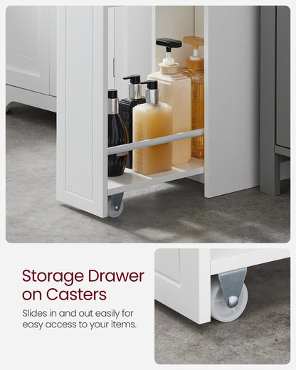 Slim Storage Cabinet, Narrow Storage Organizer with Slide Out Drawers - HWLEXTRA 