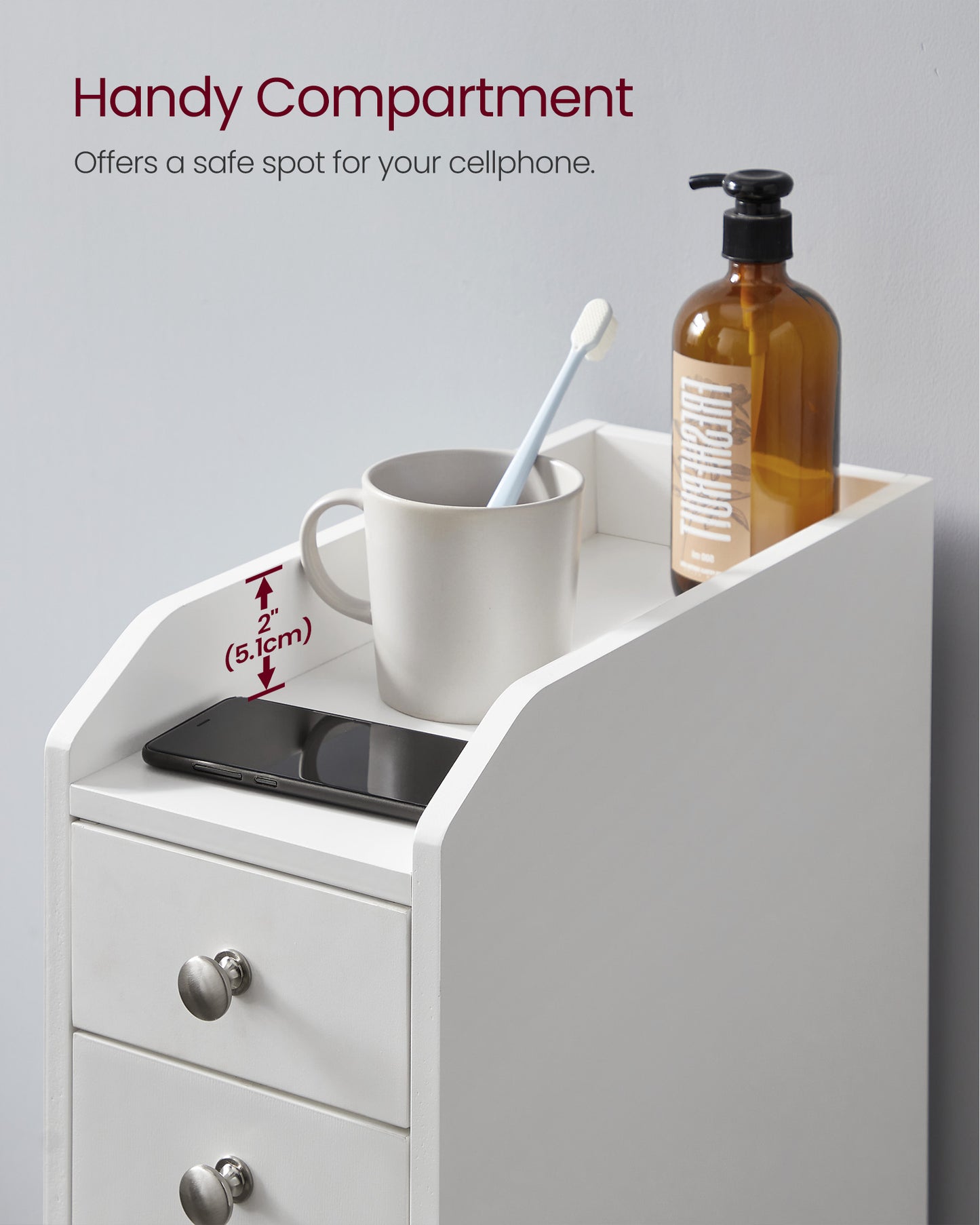 Slim Storage Cabinet, Narrow Storage Organizer with Slide Out Drawers - HWLEXTRA 