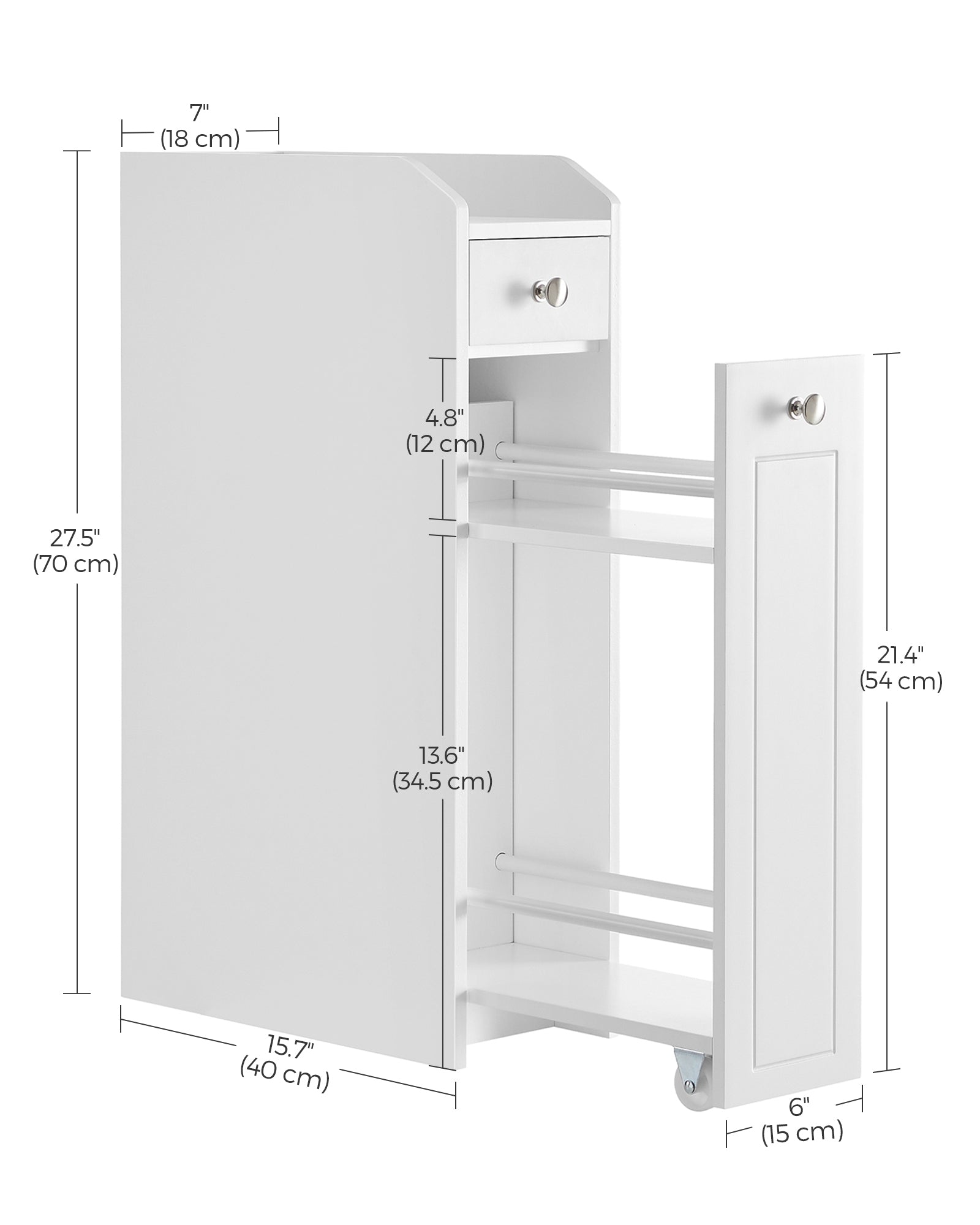 Slim Storage Cabinet, Narrow Storage Organizer with Slide Out Drawers - HWLEXTRA 