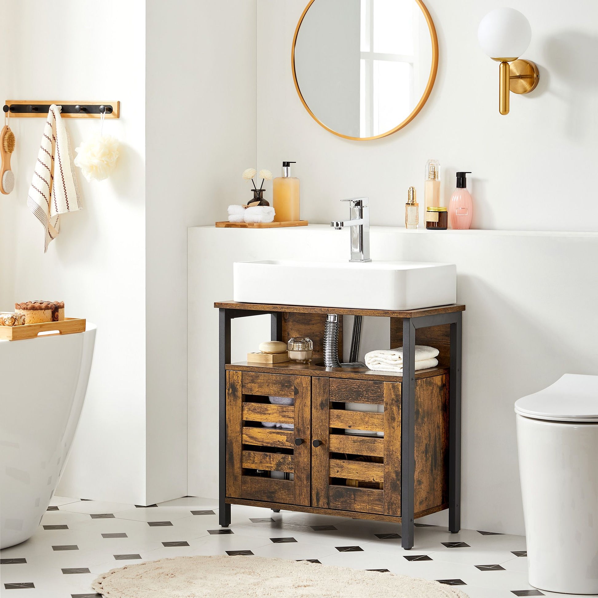 Industrial Brown Under Sink Cabinet for Bathroom - image 4