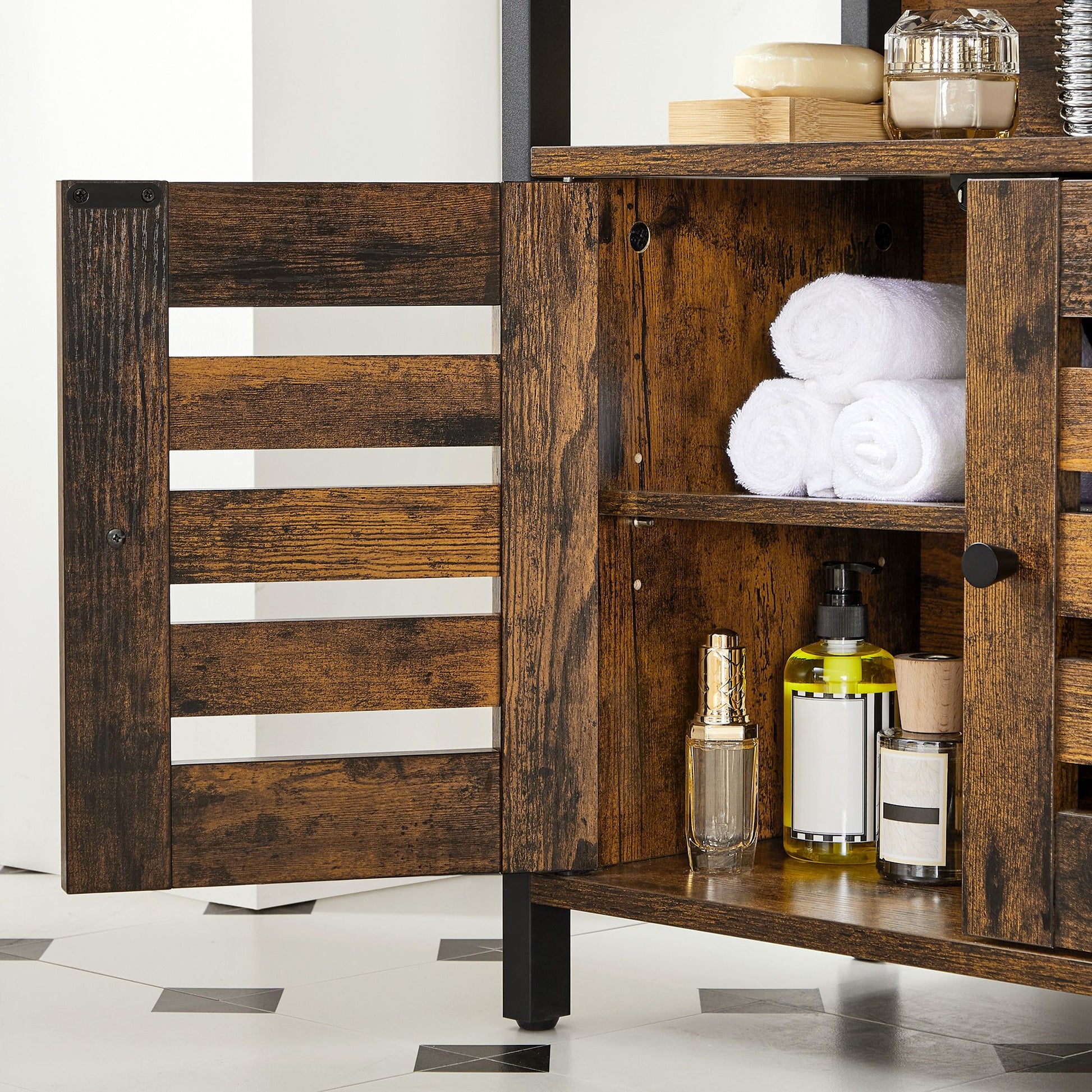 Industrial Brown Under Sink Cabinet for Bathroom - image 5