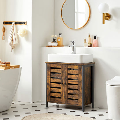 Industrial Brown Under Sink Cabinet with Adjustable Shelf - image 4