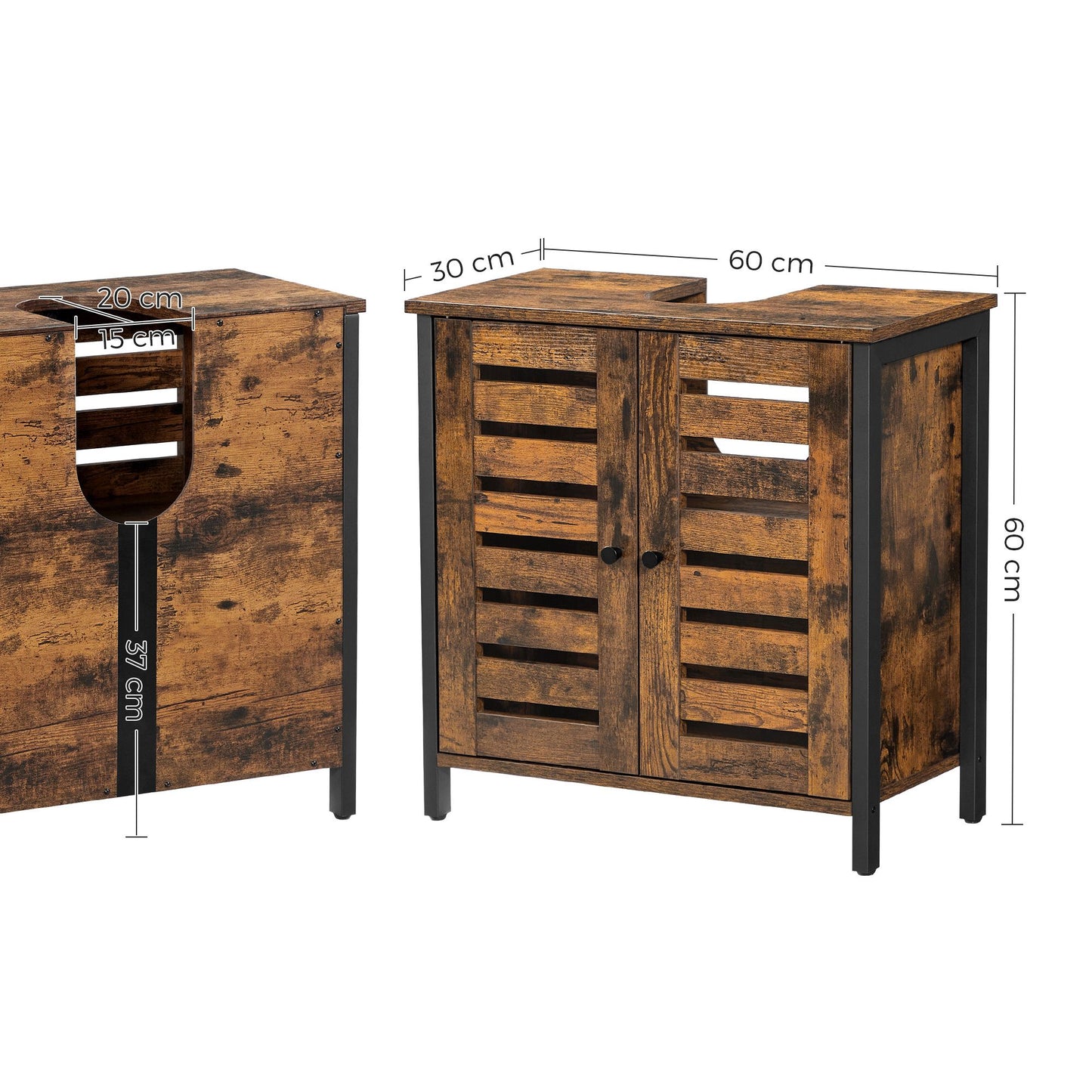 Industrial Brown Under Sink Cabinet with Adjustable Shelf - image 7