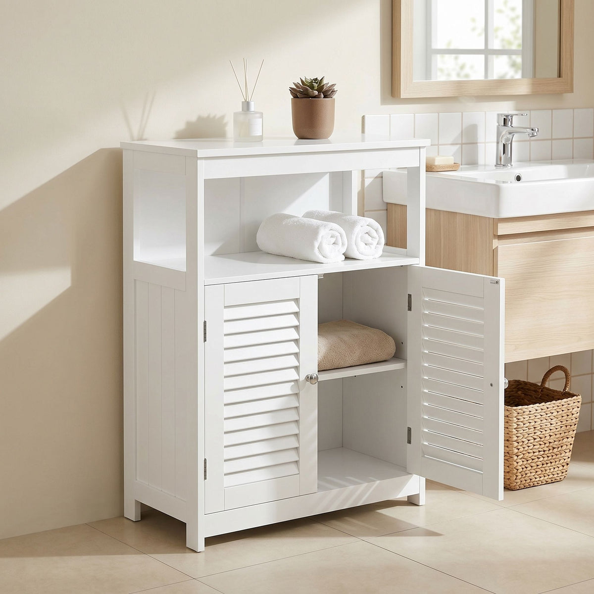 Bathroom Floor Cabinet Freestanding Storage Organiser Rack, Kitchen Cupboard