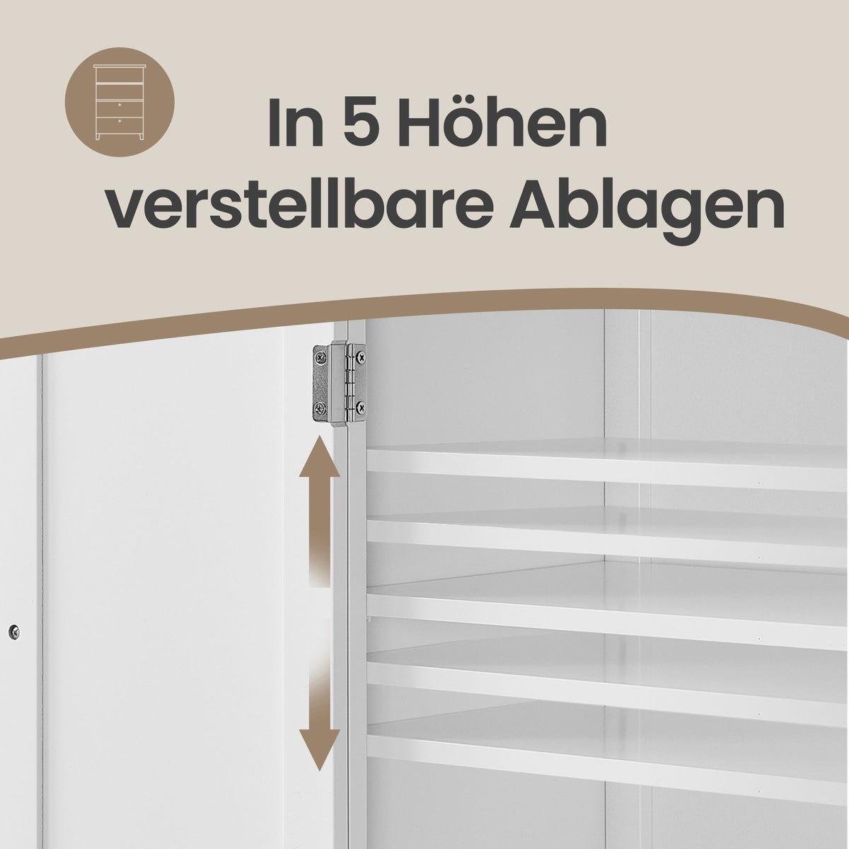 Freestanding Bathroom Storage Cabinet, Bathroom Organiser with Doors, Adjustable Shelves, White