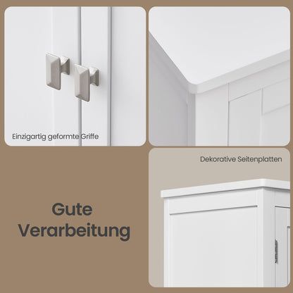 Freestanding Bathroom Storage Cabinet, Bathroom Organiser with Doors, Adjustable Shelves, White