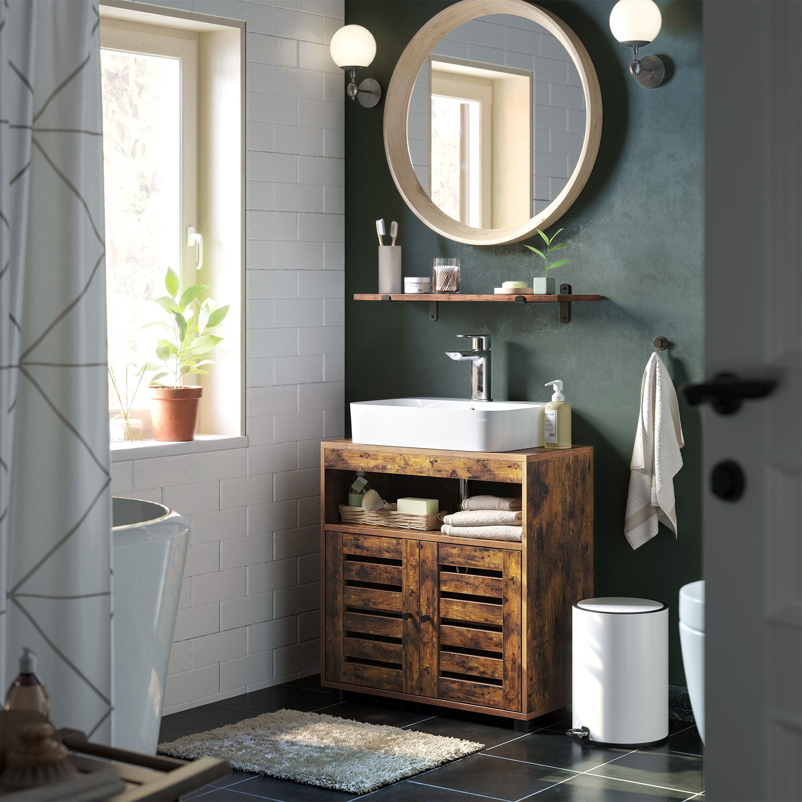 Under Sink Cabinet Rustic Brown without Pedestals - image 2