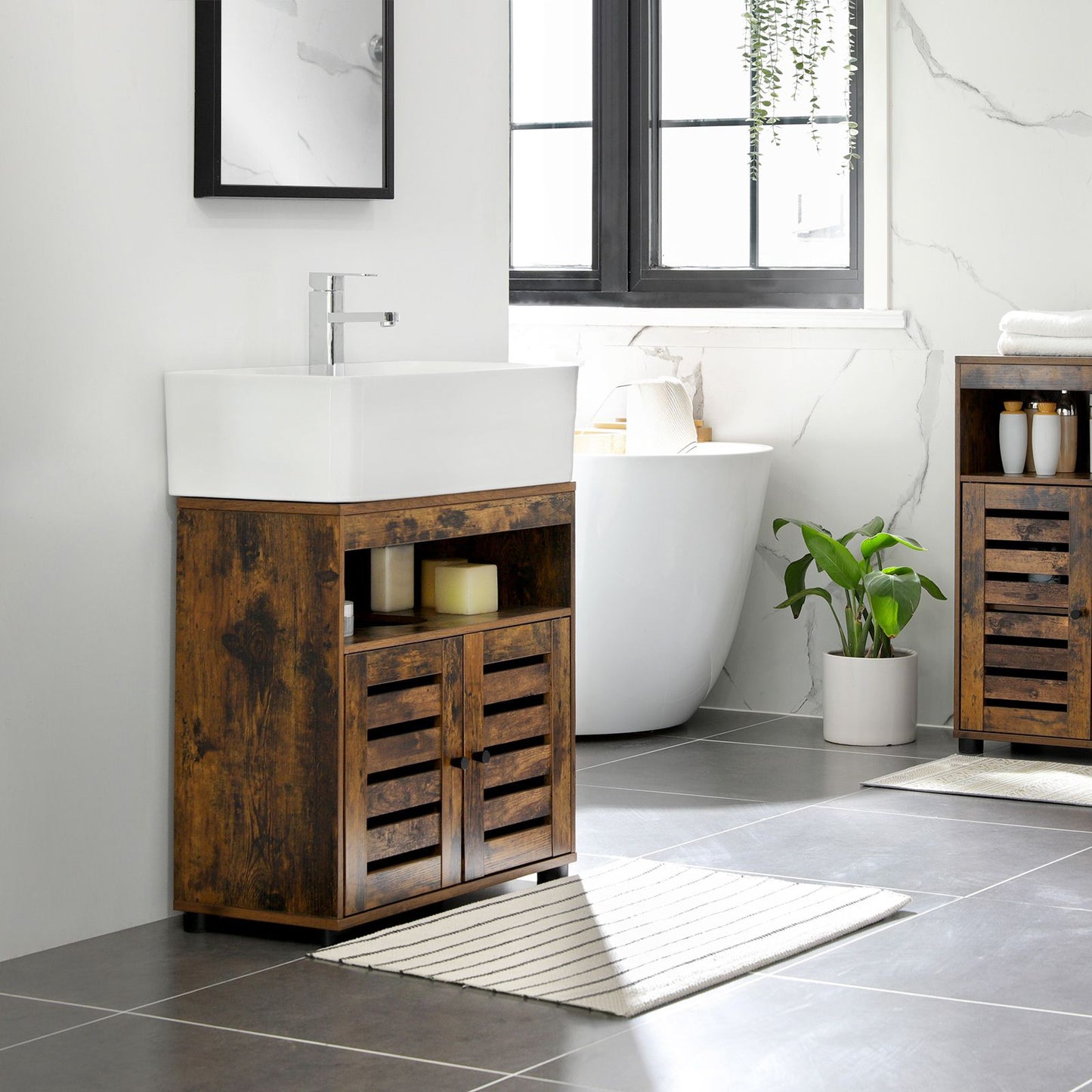 Under Sink Cabinet Rustic Brown without Pedestals - image 4