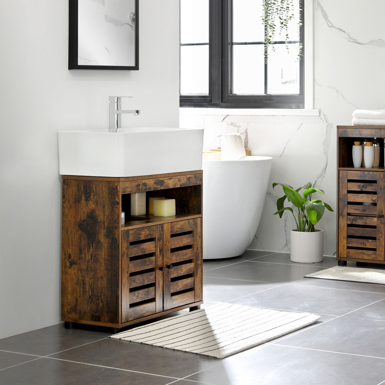 Under Sink Cabinet Rustic Brown without Pedestals - image 4
