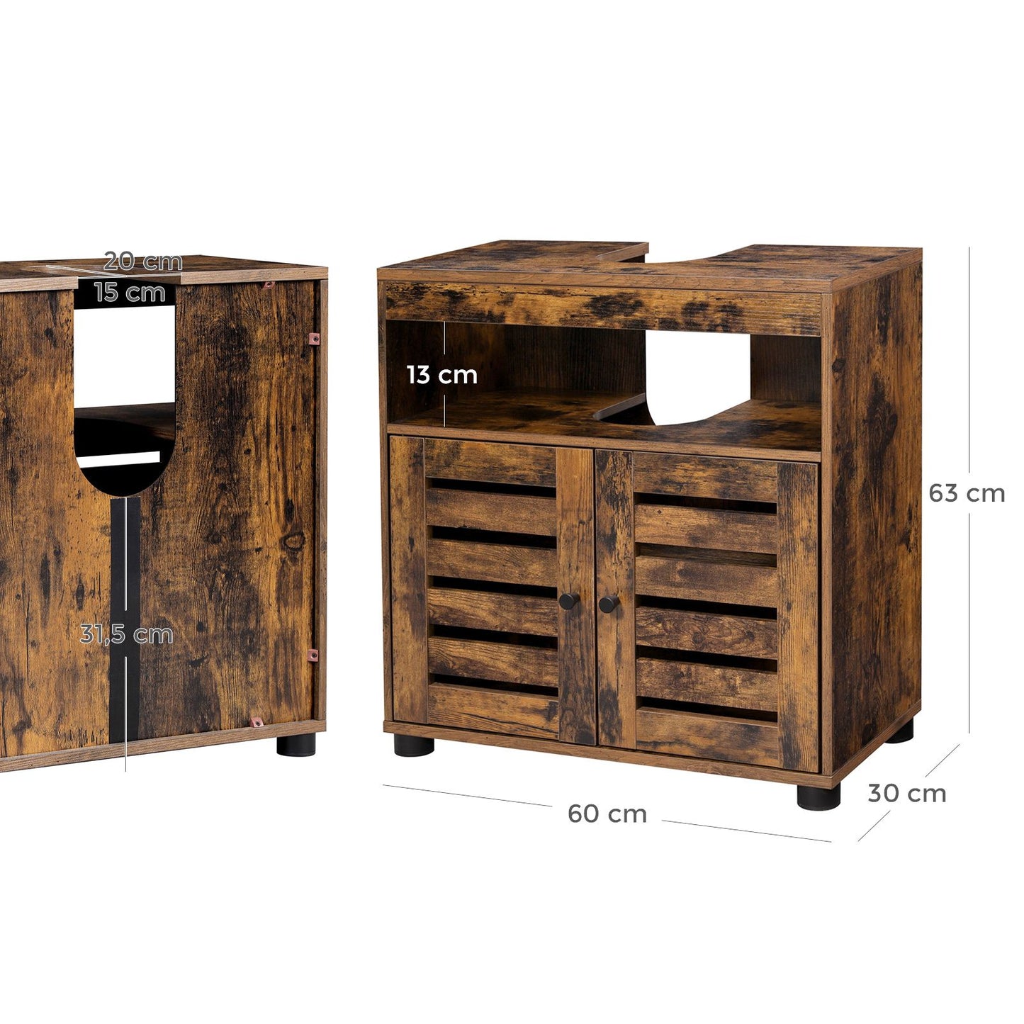 Under Sink Cabinet Rustic Brown without Pedestals - image 7