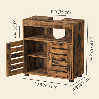 Under Sink Bathroom Storage Cabinet, 2-Door Bathroom Vanity Unit with Adjustable Shelf, Space-Saving - image 3