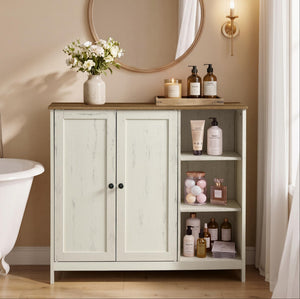 Bathroom Storage Cabinet, 2 Doors and Adjustable Shelves, 35.4" W Bathroom Floor Cabinet, Living Room - image 1
