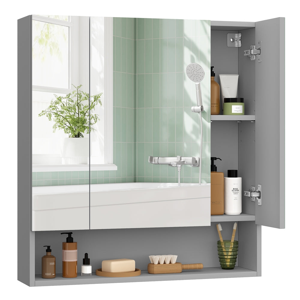 90 cm Wide Bathroom Mirror Cabinet with Shelves Cloud White - image 8
