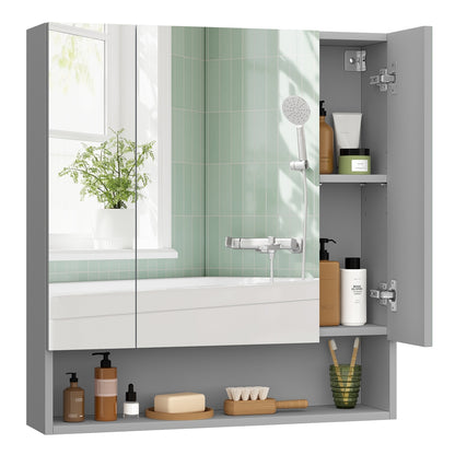 90 cm Wide Bathroom Mirror Cabinet with Shelves Cloud White - image 8