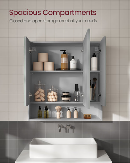 90 cm Wide Bathroom Mirror Cabinet with Shelves Cloud White - image 11