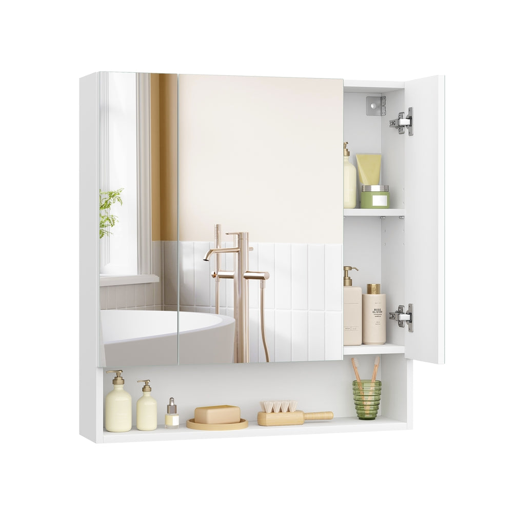70 cm Wide Bathroom Mirror Cabinet with Shelves Cloud White - image 2