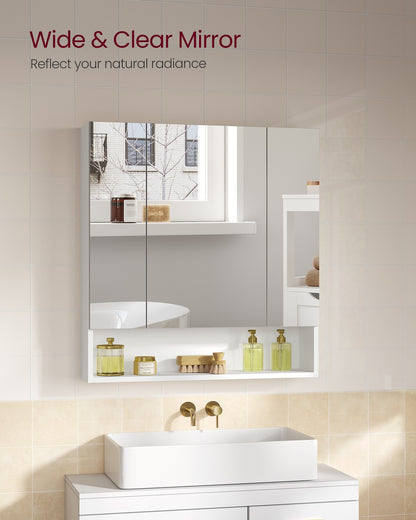 70 cm Wide Bathroom Mirror Cabinet with Shelves Cloud White - image 4